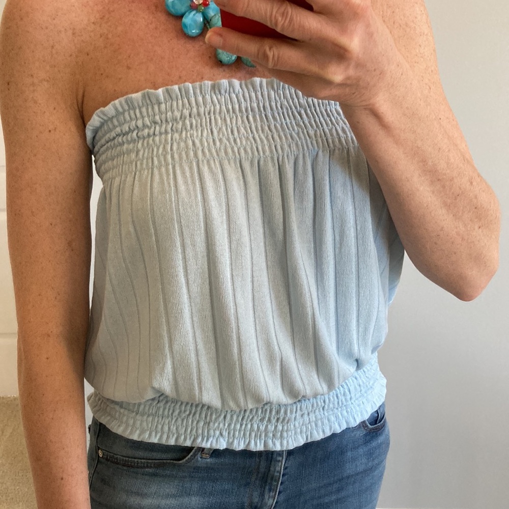 Light Blue Ribbed Tube Top - Picture 6 of 7
